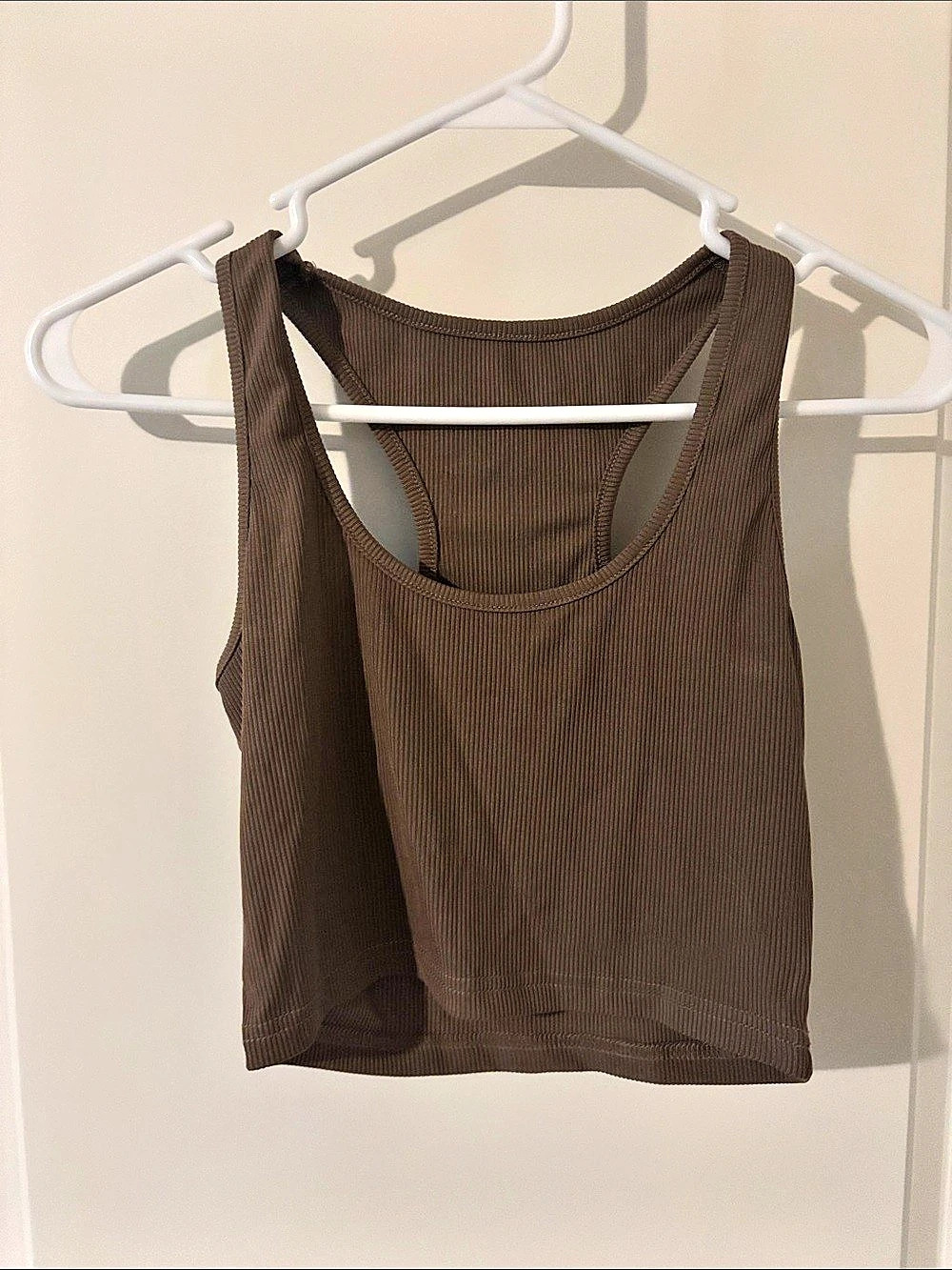 Cropped Racerback Tank Top Brown